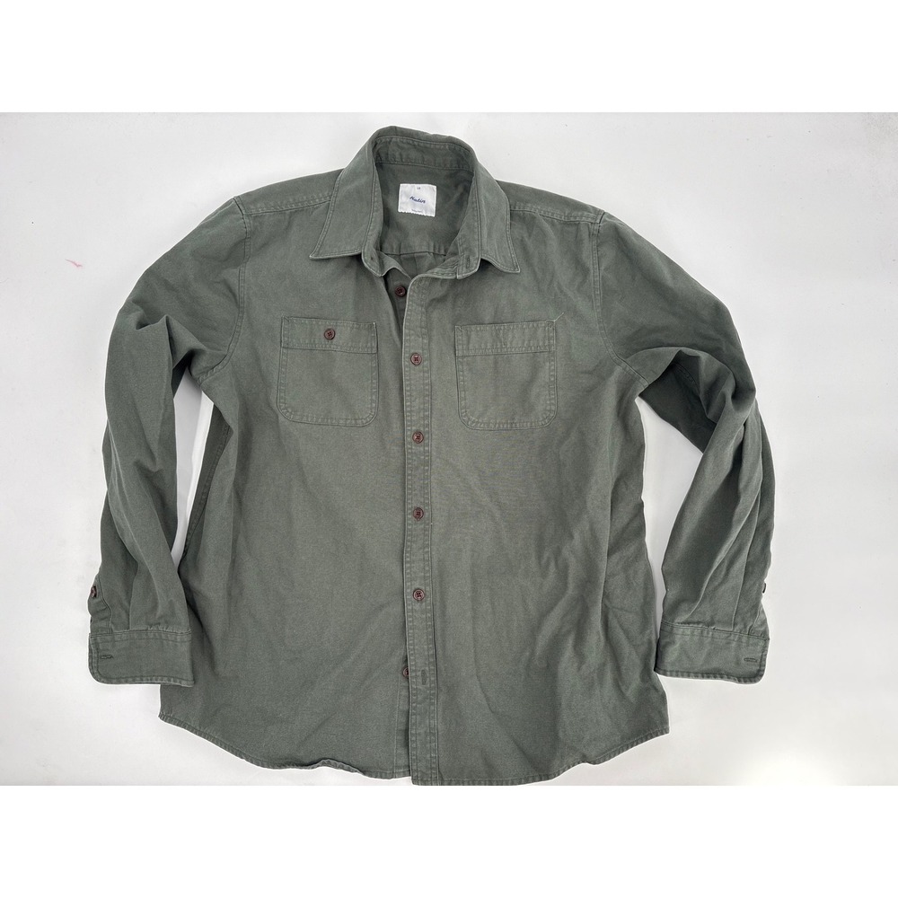 Katin Mens Olive Green Long Sleeve Button Down Utility Shirt Size Large